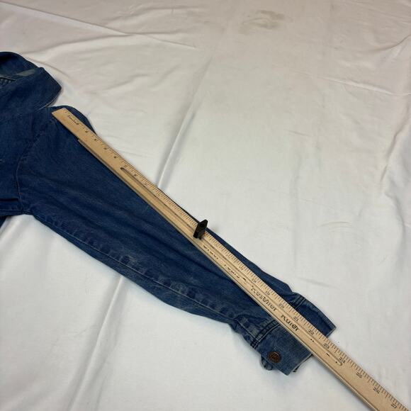 Vintage 80 Denim Chore Coat Men's Medium Workwear Utility Barn Jacket - Picture 8 of 12